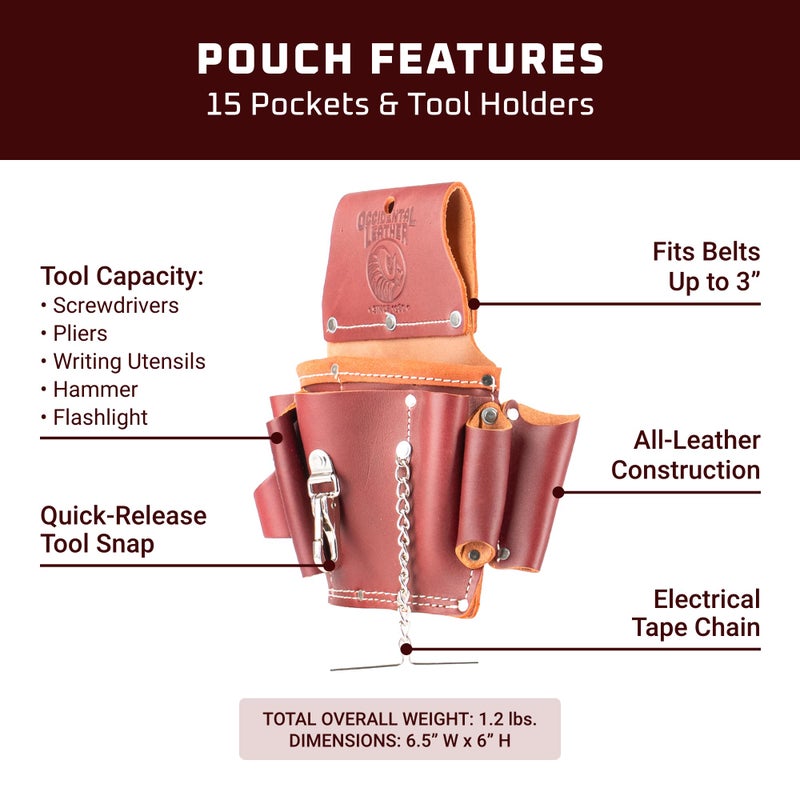 Occidental Leather Electricianâ€™s Tool Pouch - 15 Pockets & Tool Holders - Made in USA - Image 3